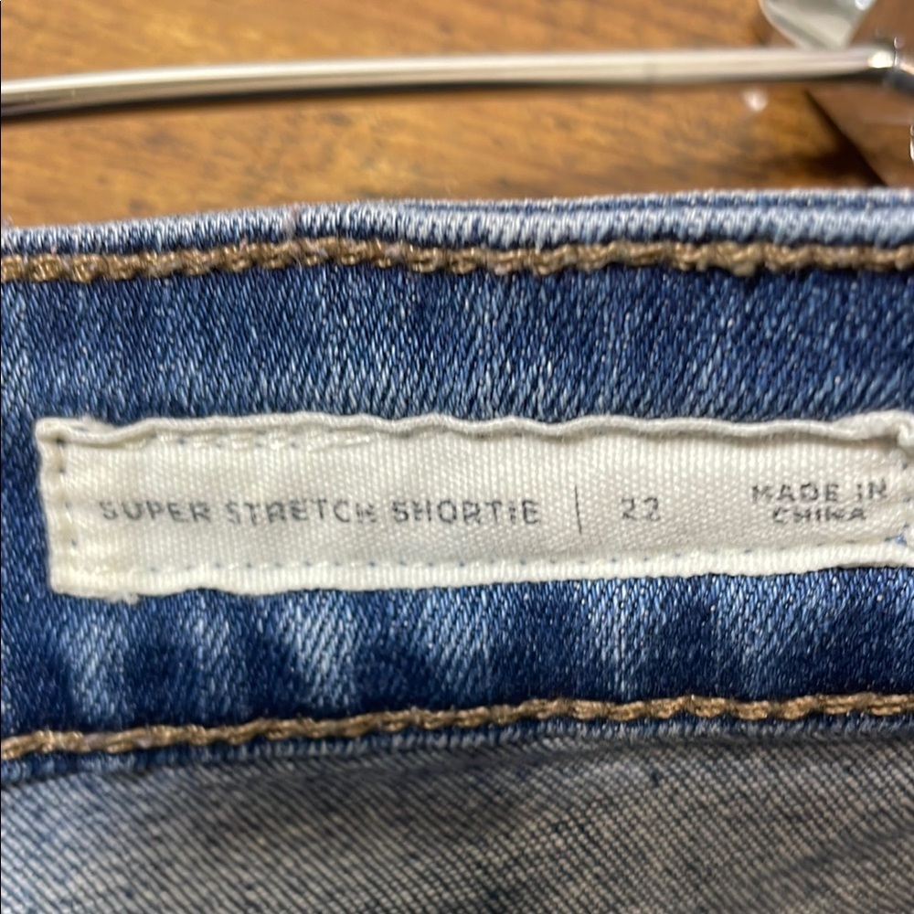 PacSun Blue Distressed Jean Shorts with Cuffed Hem - Picture 4 of 5